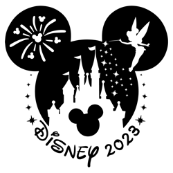 mickey ears tinker bell castle, mickey, 2023 - silhouettes digital download, svg, png, cricut, silhouette cut file, vect