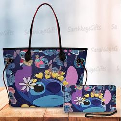 stitch leather handbag and wallet, stitch shoulder bag, stitch movie fan gift