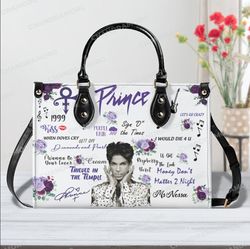 custom name prince purple leather bag hand bag, prince woman handbag, prince lovers handbag