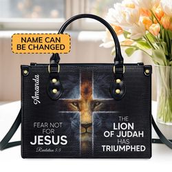 custom the lion of judah has triumphed leather bag hand bag, custom jesus woman handbag, jesus lovers handbag