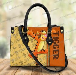custom tigger winnie the pooh cartoon leather bag hand bag, tigger woman purse, tigger lovers handbag