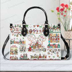 customized name mickey christmas leather bag hand bag, mickey woman bags and purses, mickey lovers handbag