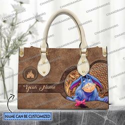 eeyore winnie the pooh cartoon leather bag hand bag, custom eeyore woman purse, eeyore lovers handbag