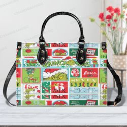 grinch christmas leather bag hand bag, grinch women bags and purses, grinch lovers handbag