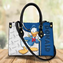 Personalized Donald Duck Leather Bag hand bag, Donald Woman Handbag, Donald Lovers Handbag