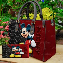 mickey leather handbag, mickey women bags purses, mickey lovers handbag
