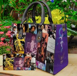personalized prince purple leather bag, prince women bags purses, prince lovers handbag