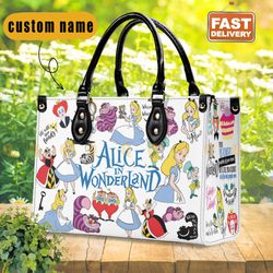 alice in wonderland leather bag, cute alice with friends women handbag, disney handbag