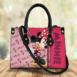 minnie cute pattern leather handbag, minnie woman purse, minnie lovers handbag