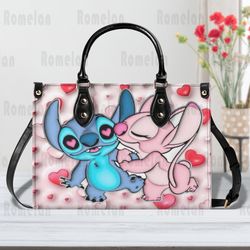 stitch cute pattern leather handbag, stitch woman purse, stitch lovers handbag