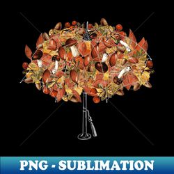 forest umbrella design with mushrooms leaves rosehips and hazelnuts - high-resolution png sublimation file - capture imagination with every detail