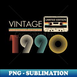 33rd birthday vintage 1990 limited edition cassette tape - signature sublimation png file - bring your designs to life