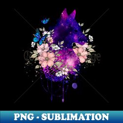 galaxy floral wolf - instant png sublimation download - revolutionize your designs