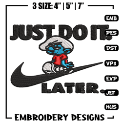 just do it later smurfs embroidery design, smurfs embroidery, logo design, embroidery file, logo shirt, digital download