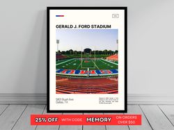 gerald j ford stadium print  smu mustangs poster  ncaa art  ncaa stadium poster   oil painting  modern art   art print