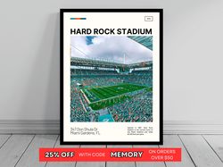 hard rock stadium print  miami dolphins poster  nfl art  nfl stadium poster   oil painting  modern art   travel print