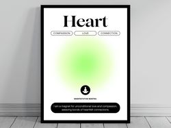 heart chakra daily affirmation print  anahata poster  modern chakra wall hanging  7 chakra affirmations  manifest heart