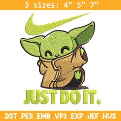 nike baby yoda embroidery design, nike baby yoda cartoon embroidery, nike design, embroidery file, instant download.