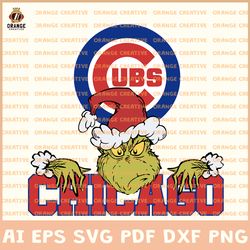 chicago cubs svg files, mlb chicago cubs logo clipart, grinch vector, svg files for cricut silhouette, digital