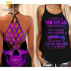 new york girl criss-cross open back camisole tank top tskerh