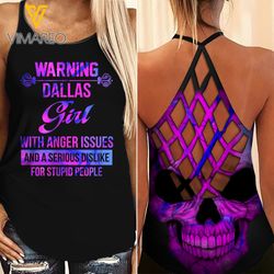 dallas girl criss-cross open back camisole tank top legging mar-dt18