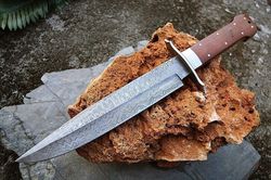 custom handmade damascus steel blade bowie knife-camping knife-hunting knife