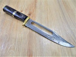 custom handmade forged fixed blade damascus steel bowie hunting camping knife