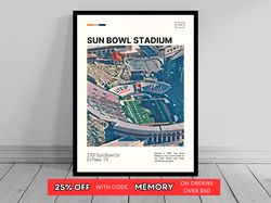 sun bowl stadium utep miners poster ncaa art ncaa stadium poster oil painting modern art travel art