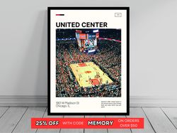 united center chicago bulls poster nba art nba arena poster oil painting modern art travel art