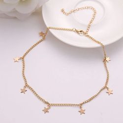 Boho Statement Necklace for Women Stars Dangler Choker Fashionable Clavicle Chain Jewelry Birthday Present Travel Decora