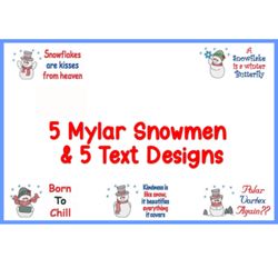 glistening frost-mylar snowmen set embroidery design