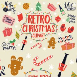 vintage festivities- retro christmas clipart set