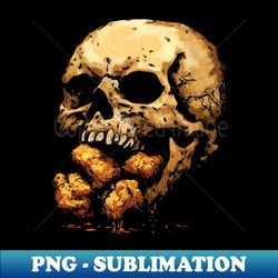 skull eating chicken nuggets - sublimation-ready png file - create with confidence