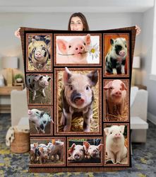 once upon a time there was a girl who really loved pigs fleece sherpa blanket, birthday gift, pig blanket, pig lover gif