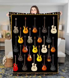 personalized guitar name blanket fleece sherpa blanket, christmas blanket, guitar throws blanket, birthday gift, guitar