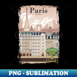 paris skyline travel poster minimal vintage style - high-quality png sublimation download - revolutionize your designs
