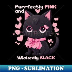 pink ribbon black cat - vintage sublimation png download - bring your designs to life