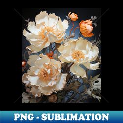 white flower oil paintings - signature sublimation png file - perfect for personalization