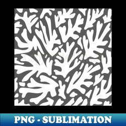 white seaweed on grey inspired by matisse - elegant sublimation png download - stunning sublimation graphics