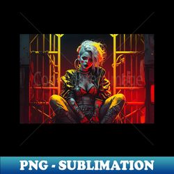 crazy cyberpunk girl - trendy sublimation digital download - vibrant and eye-catching typography