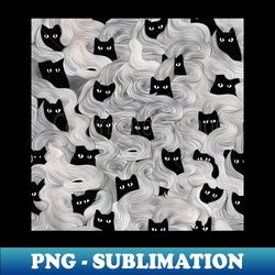 black and white liquid cats pattern - special edition sublimation png file - enhance your apparel with stunning detail