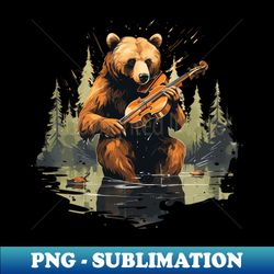 grizzly bear playing violin - exclusive png sublimation download - perfect for sublimation mastery