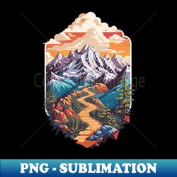 hike trail through the mountains - artistic sublimation digital file - stunning sublimation graphics