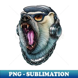 bear with head phone - stylish sublimation digital download - perfect for personalization