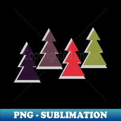 fir trees of different colors - exclusive png sublimation download - perfect for sublimation mastery