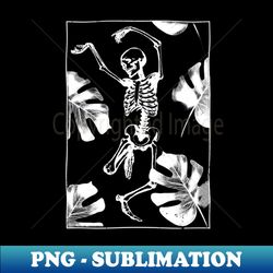 halloween dancing skeleton with flowers - instant png sublimation download - fashionable and fearless