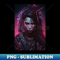 female cyberpunk samurai - premium png sublimation file - defying the norms