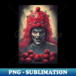 mystery horror movie poster about giant evil eerie ugly psychotic strrewberry - png transparent digital download file for sublimation - transform your sublimation creations