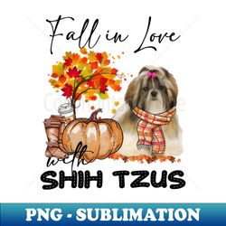 fall in love with shih tzus fall pumpkin thanksgiving - exclusive png sublimation download - revolutionize your designs
