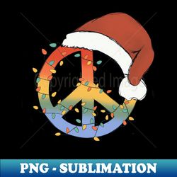 peace sign santa hat christmas lights - creative sublimation png download - perfect for personalization
